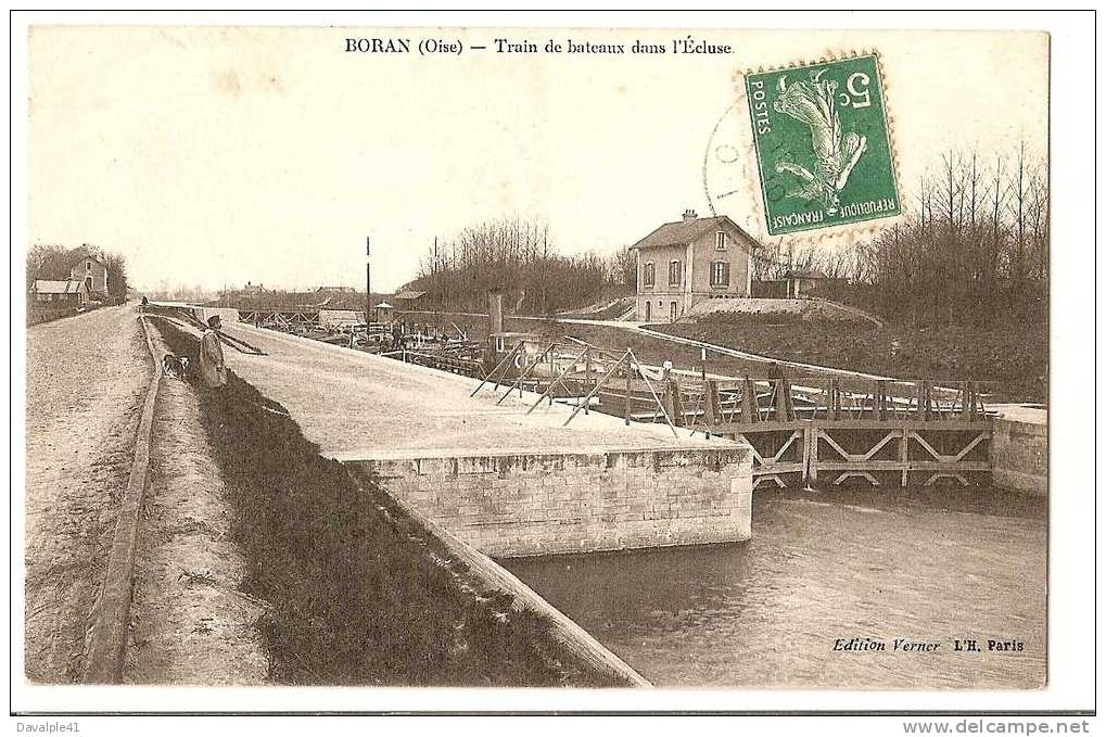 60  BORAN TRAIN DE BATEAUX DANS L'ECLUSE BON ETAT VOIR SCAN - Boran-sur-Oise