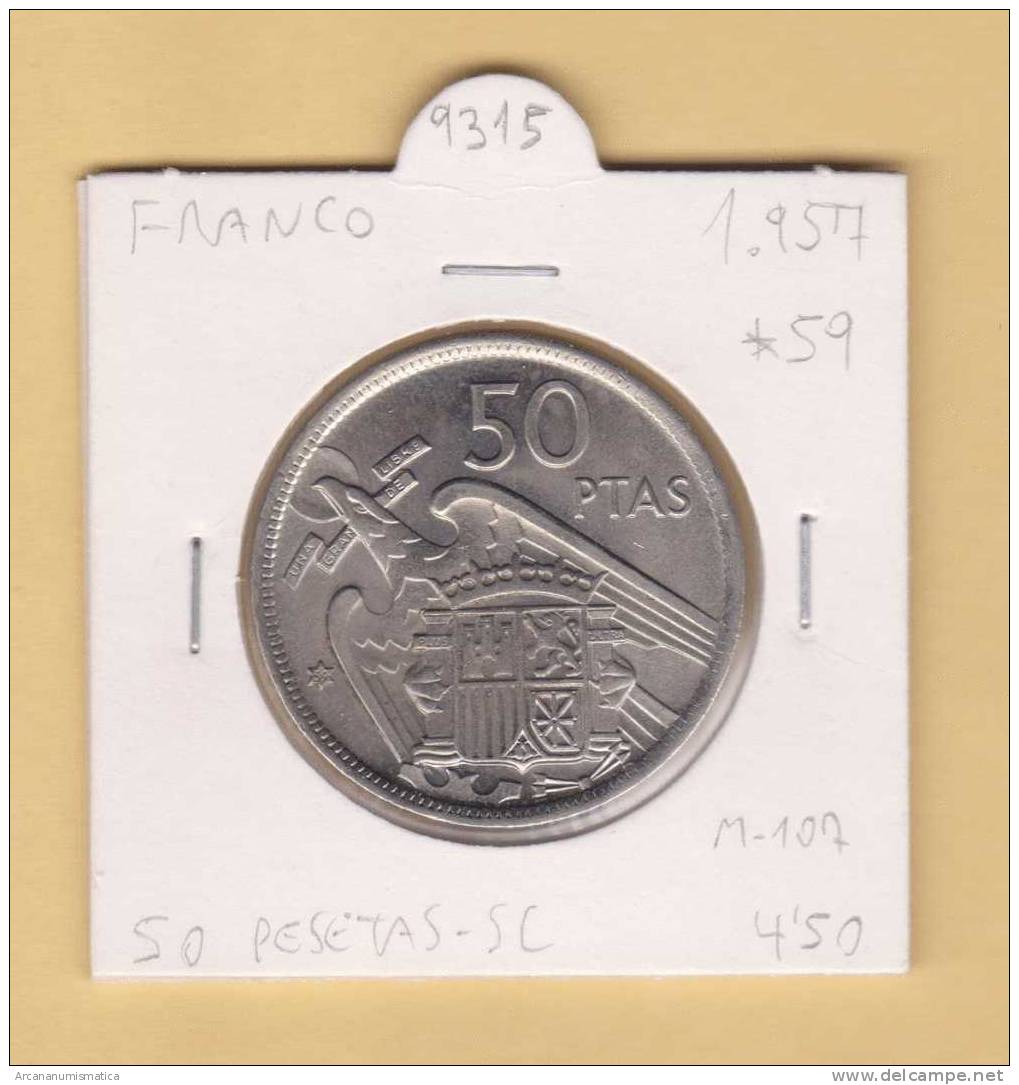 ESPAÑA / FRANCO   50  PESETAS   1.957 #59  CU NI  SC/UNC  KM#788     DL-9315 - 50 Peseta