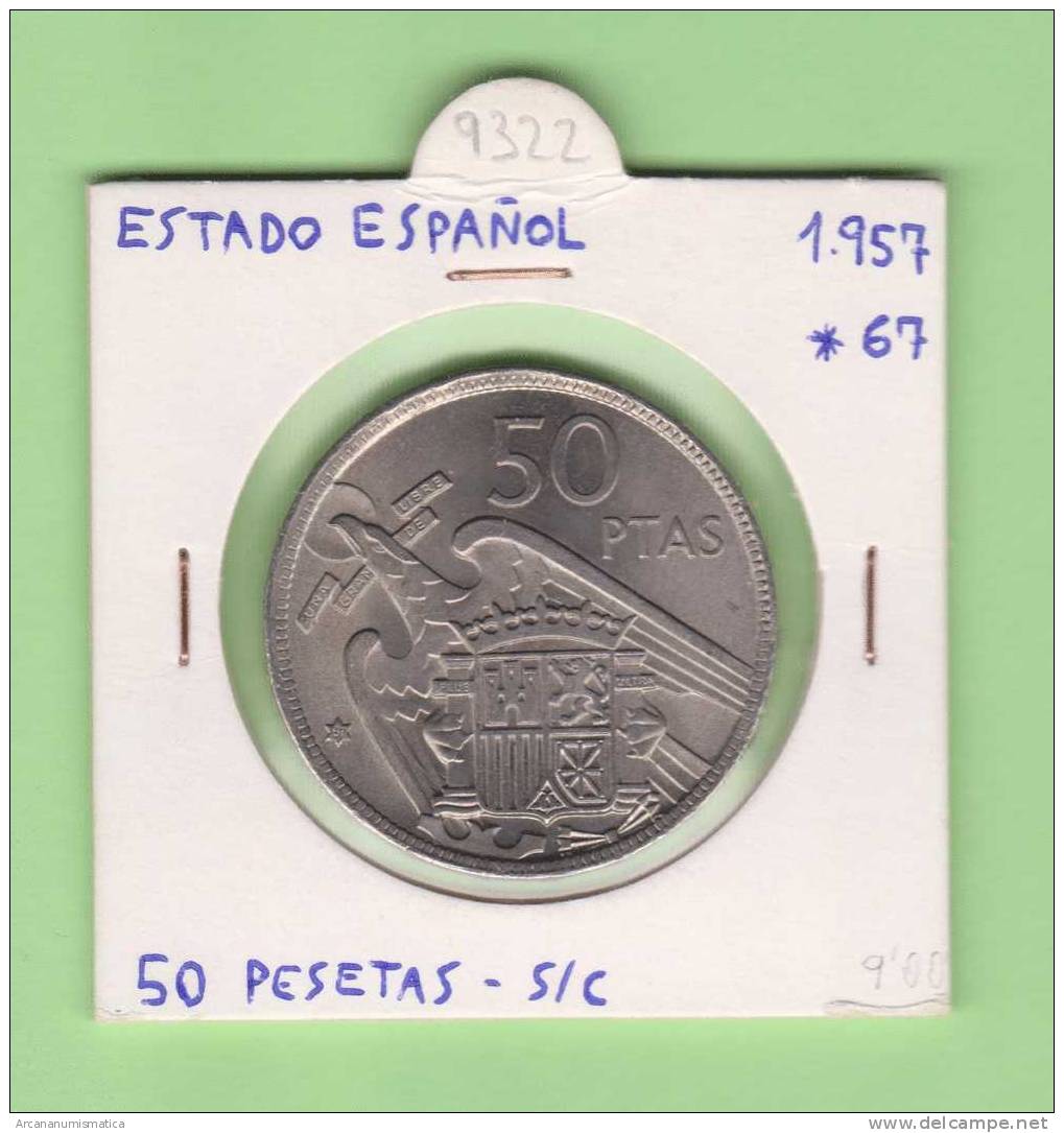 ESPAÑA / FRANCO   50  PESETAS   1.957 #67  CU NI  SC/UNC  KM#788     DL-9322 - 50 Peseta