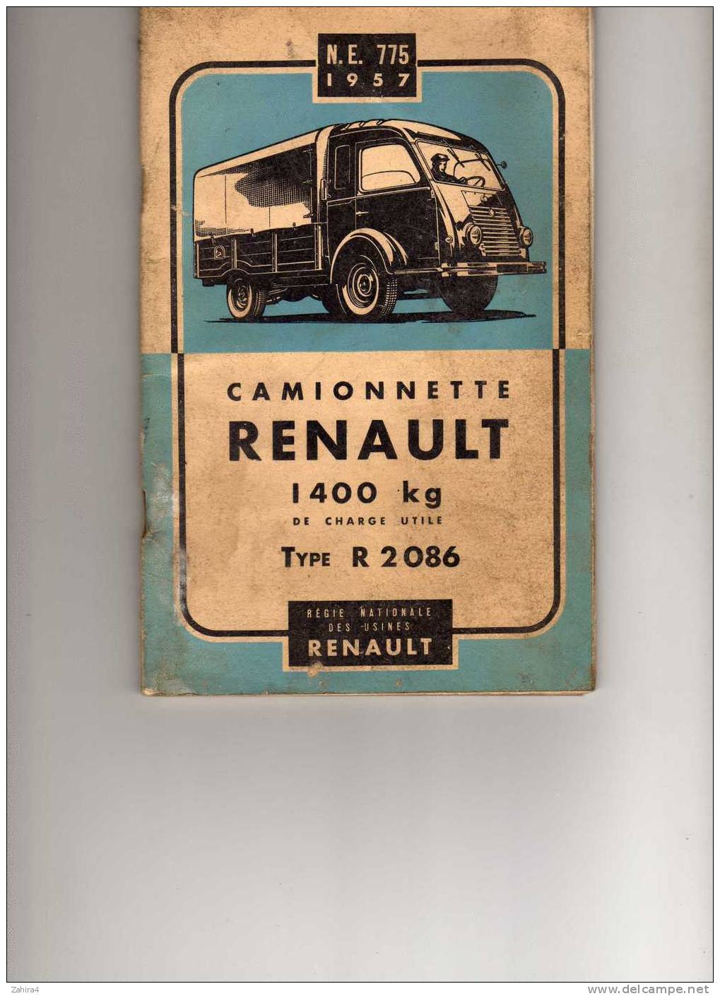 Camionette  RENAULT  1400 Kg  -  Type  2086  -  Notice D'entretien - Auto