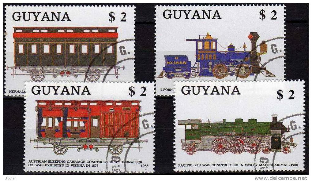 Dampflok Und Waggons GUYANA 2475/8+ Block 32 O 28€ Historische Loks Dampflok Pacific  231 - Guyana (1966-...)