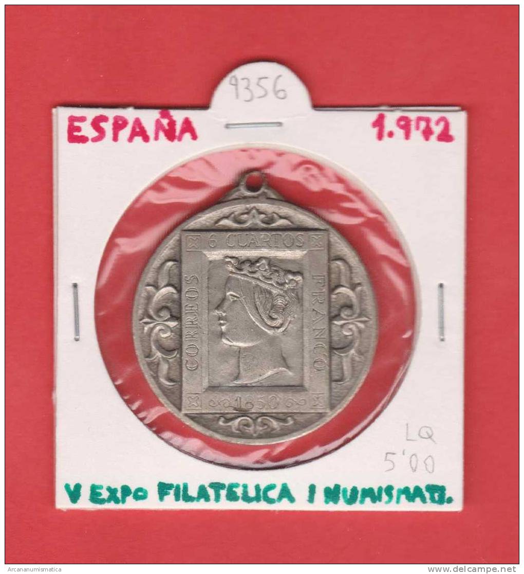 MEDALLA   V EXPO  FILATELICA I NUMISMATICA  1.972     DL-9356 - Otros & Sin Clasificación