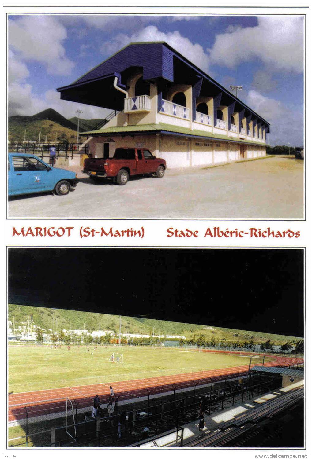 Carte Postale Dom Tom Guadeloupe Marigot Le Stade De Football Albéric Richard Très Beau Plan - Saint Martin