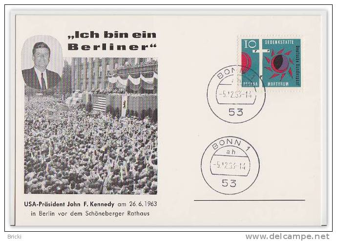 Gedenkkarte - John F. KENNEDY "Ich Bin Ein Berliner" - 1963 !! - Kennedy (John F.)