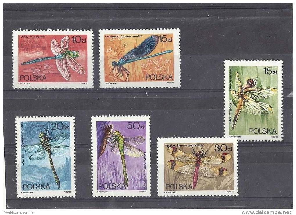 Poland, Serie 6, Year 1988, SG 3147-3152, Dragoflies, MNH/PF - Neufs