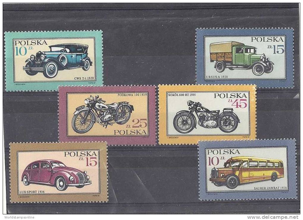 Poland, Serie 6, Year 1987, SG 3105-3110, Polish Motor Vehicles (Transport), MNH/PF - Ongebruikt