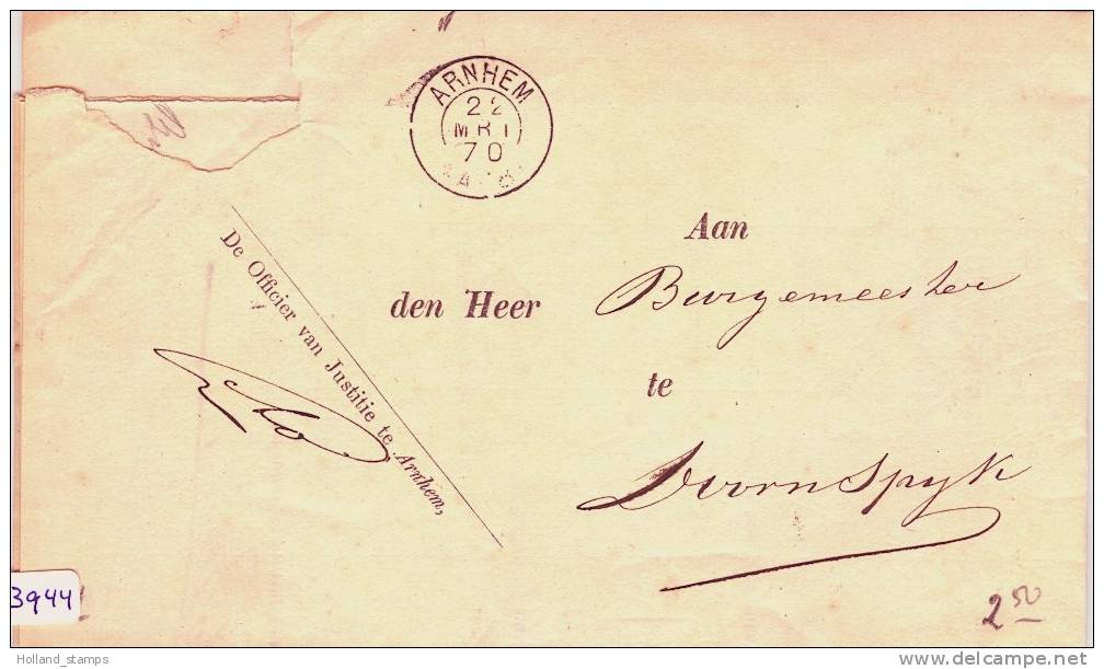 BRIEF Uit 1870 Van ARNHEM Via ELBURG Naar DOORNSPIJK (3944) - Other & Unclassified