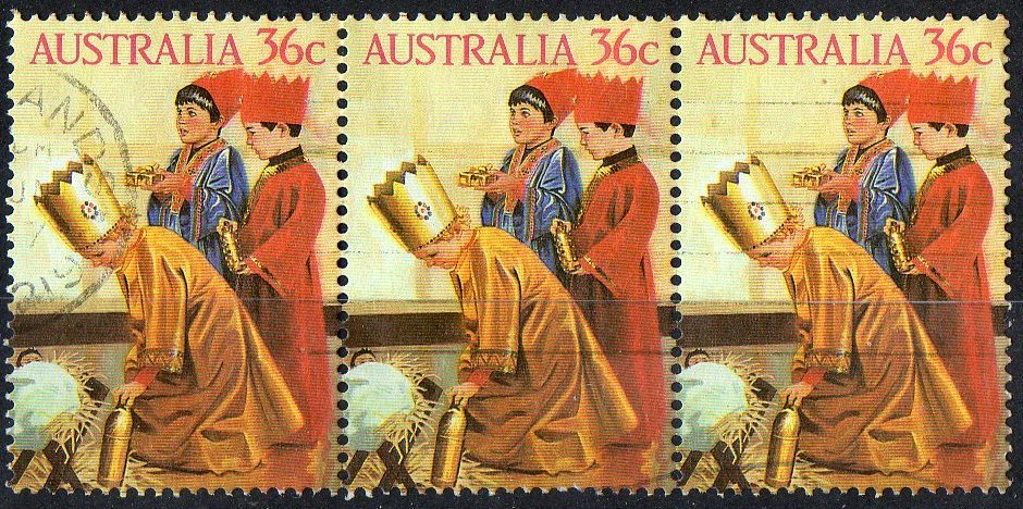 Australia 1986 Christmas 36c Strip Of 3 Used - Used Stamps