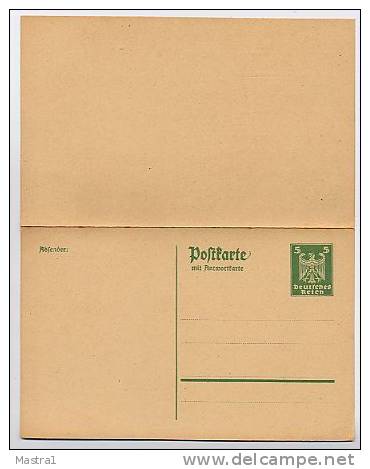 DR  P158 I  Antwort-Postkarte ** 1924  Kat. 9,00 € - Cartes Postales