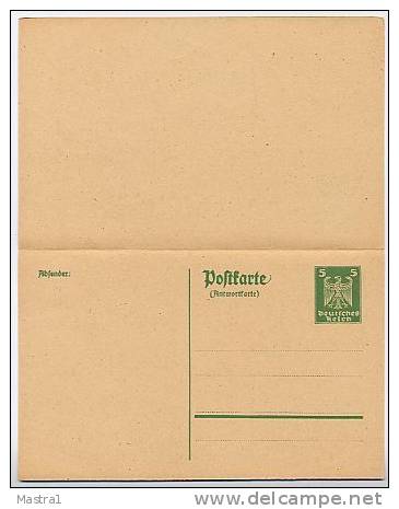 DR  P158 I  Antwort-Postkarte ** 1924  Kat. 9,00 € - Cartes Postales