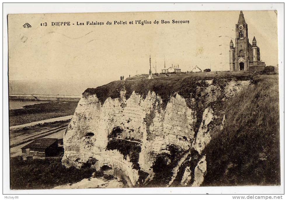 DIEPPE--1926--Les Falaises Du Pollet Et L'Eglise De Bon Secours   N° 113  éd CAP - Dieppe