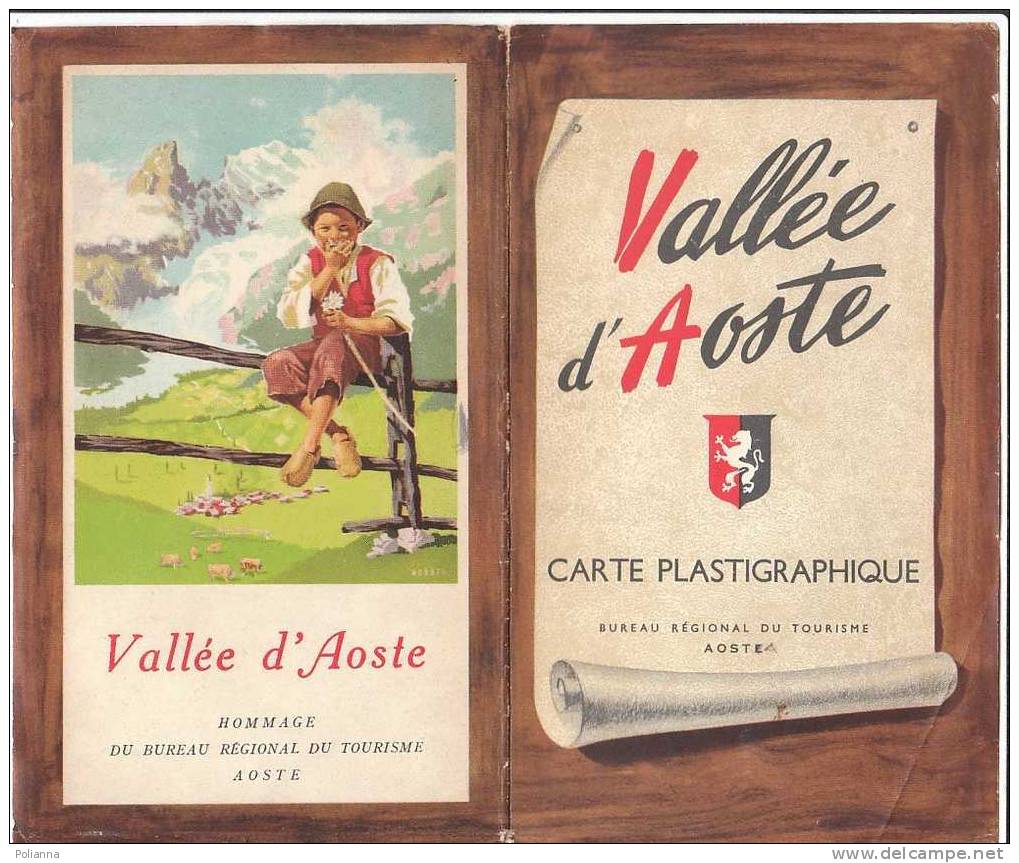 B0211 Brochure Turistica VALLE D´AOSTA - CARTA PLASTIGRAFICA Saiga Anni ´50 Con Foto In Nero/ill. Musati - Toerisme, Reizen