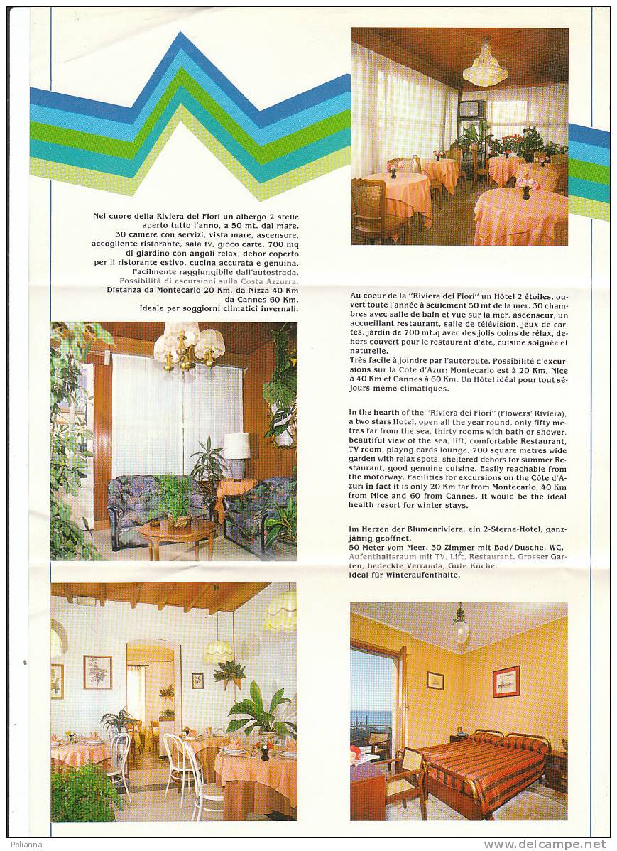 B0212 Brochure Turistica LIGURIA - BORDIGHERA - HOTEL ROSALIA Anni '70 - Tourismus, Reisen