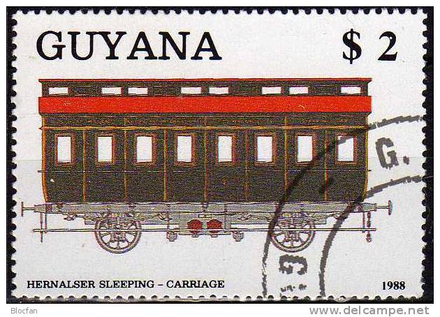 Historische Loks Und Wagen GUYANA 2475 Plus Block 33 O 10€ Eisenbahn Waggon Hernalser Schlafwagen Bloc Sheet Of America - Guyana (1966-...)