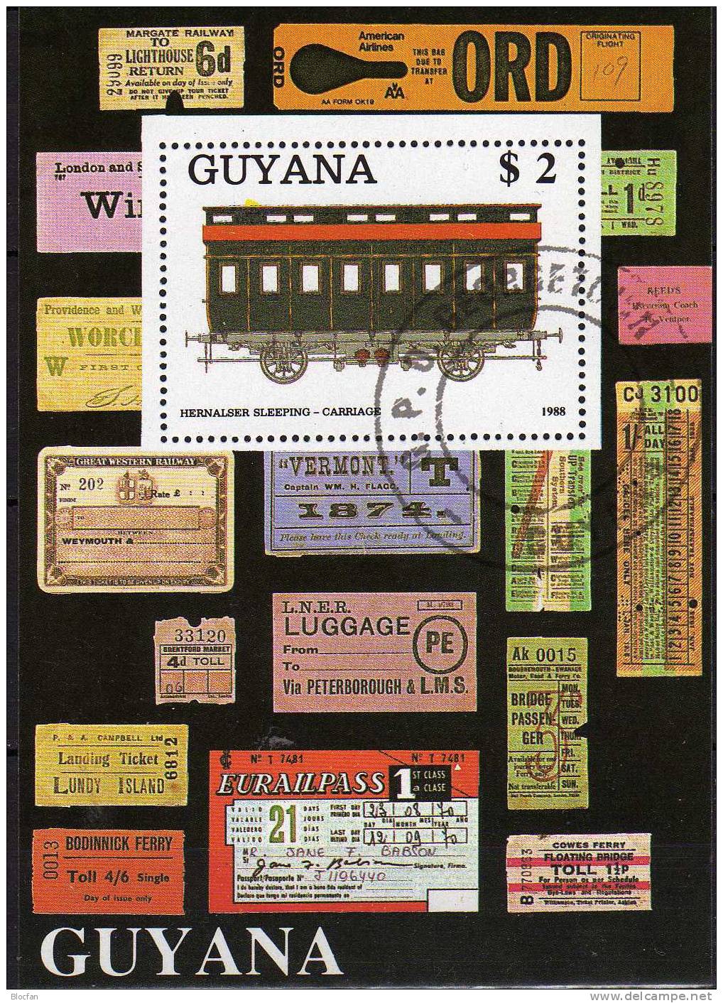 Historische Loks Und Wagen GUYANA 2475 Plus Block 33 O 10€ Eisenbahn Waggon Hernalser Schlafwagen Bloc Sheet Of America - Guyana (1966-...)