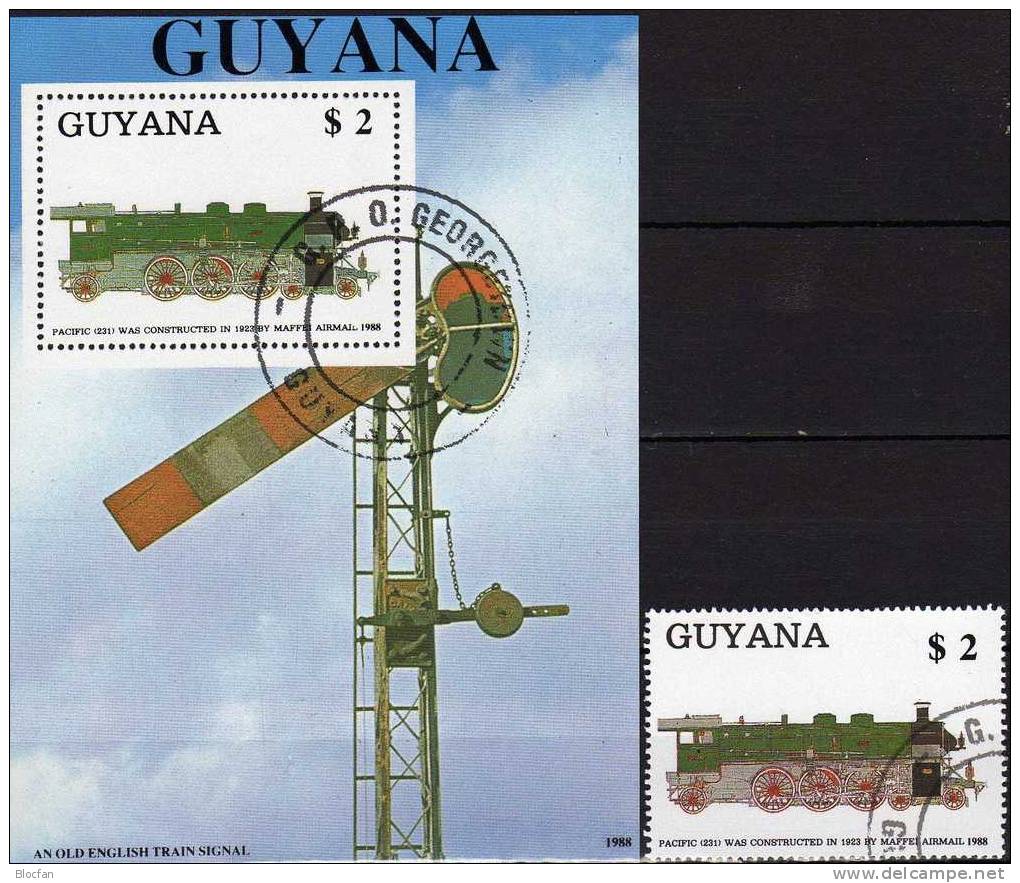 Historische Loks Und Wagen 1989 GUYANA 2478+Block 36 O 10€ Eisenbahn Dampf-Lok Pacific 231 Maffei-Lokomotive BR18 Sheet - Guyana (1966-...)