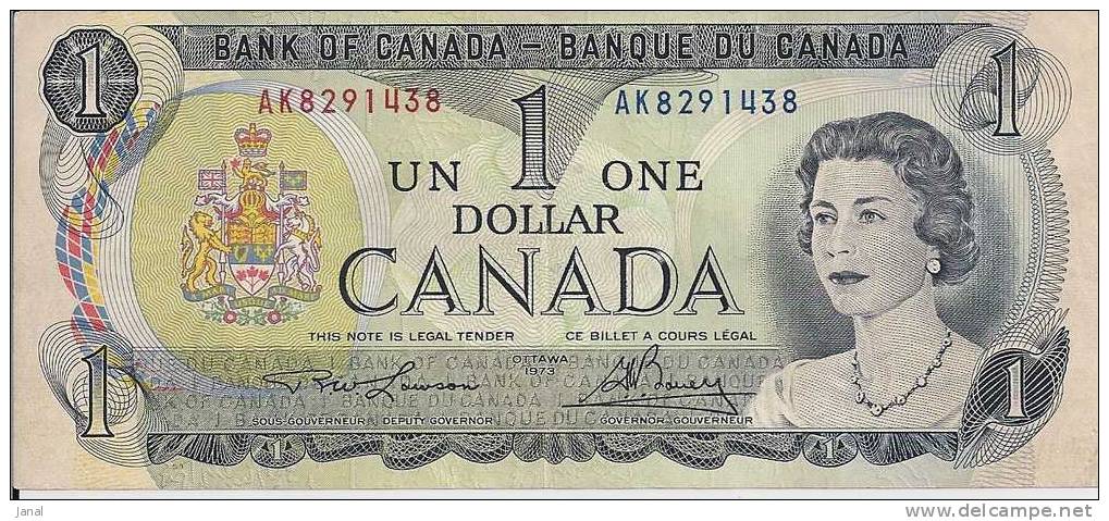 - BILLETS  - CANADA - 1 DOLLARS - OTTAWA 1973 - N° AK 8291438 - - Canada