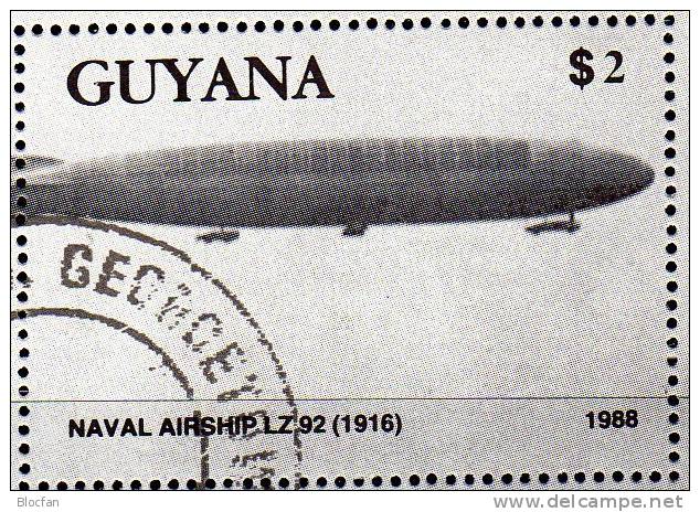 Graf Zeppelin 1989 GUYANA 2489+Block 38 O 4€ Luftschiffe Marine-Schiff/Luftschiff L-31 Bloc Ss Air Mail Sheet Bf America - Guyana (1966-...)