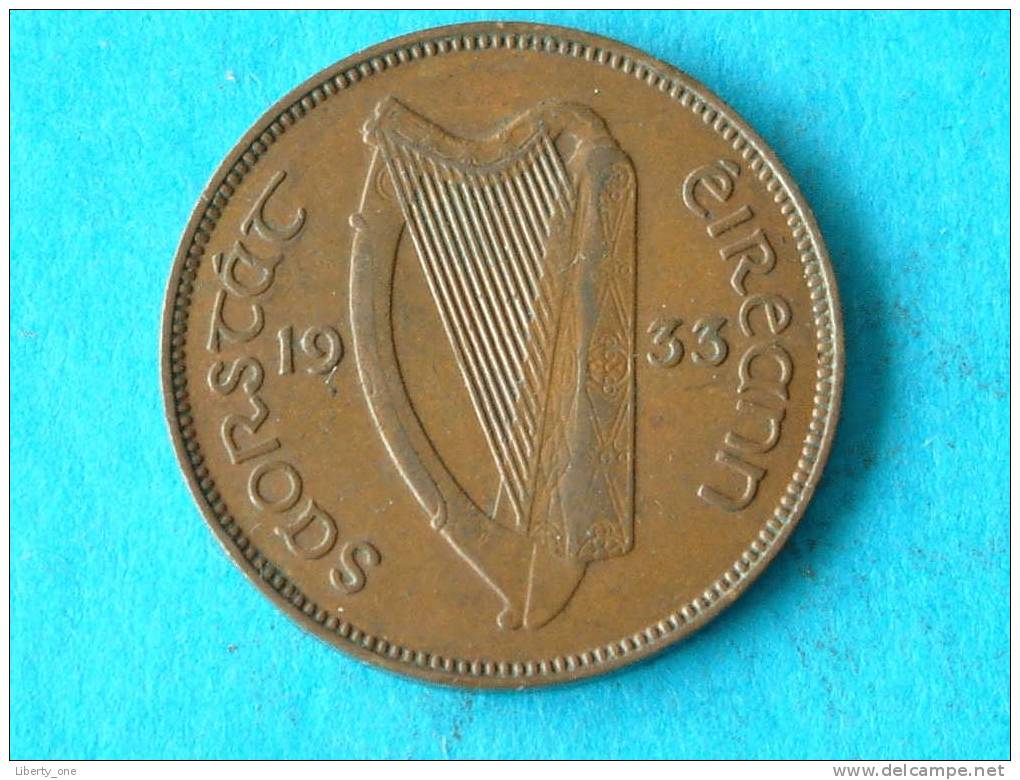 1933 - 1/2 PENNY / KM 2 ( For Grade, Please See Photo ) !! - Irlande