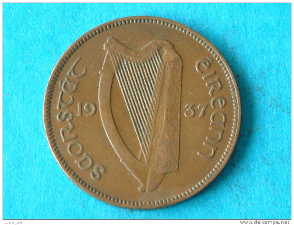 1937 - 1/2 PENNY / KM 2 ( For Grade, Please See Photo ) !! - Irlande