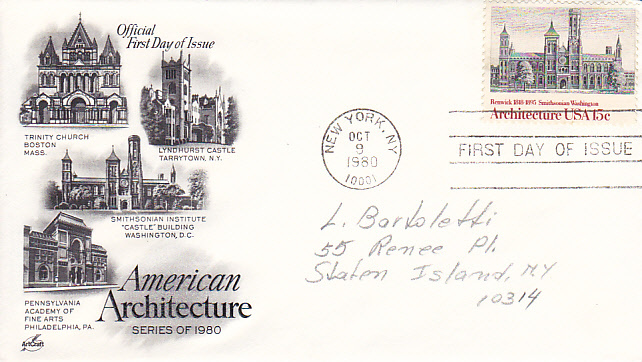 FDC American Architecture - Smithsonian Washington - 1981-1990