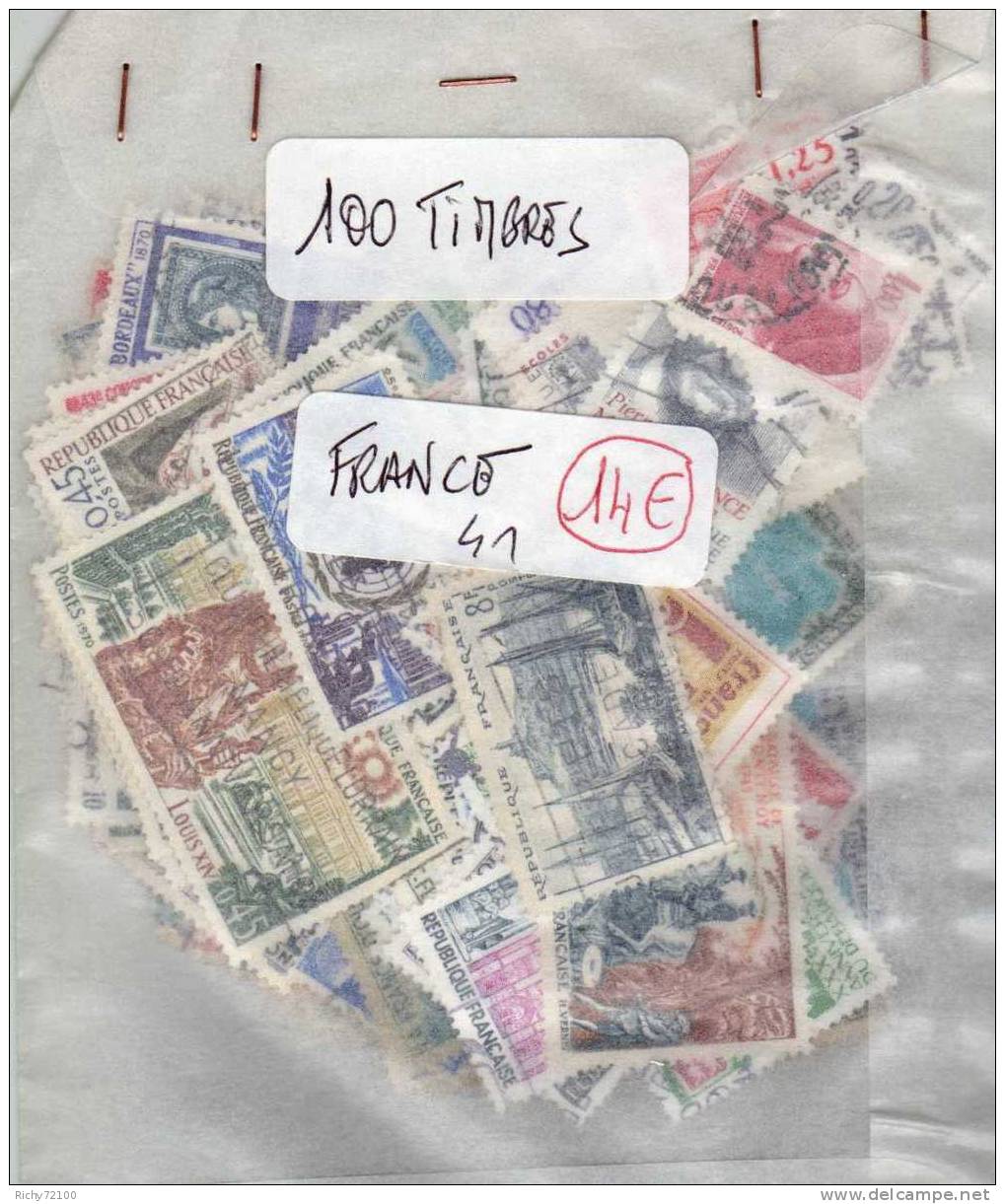 1 Lot De 100 Timbres FRANCE ( - 50 % Du Prix Foire + Un Prix Dégressif ! ) - Mezclas (max 999 Sellos)