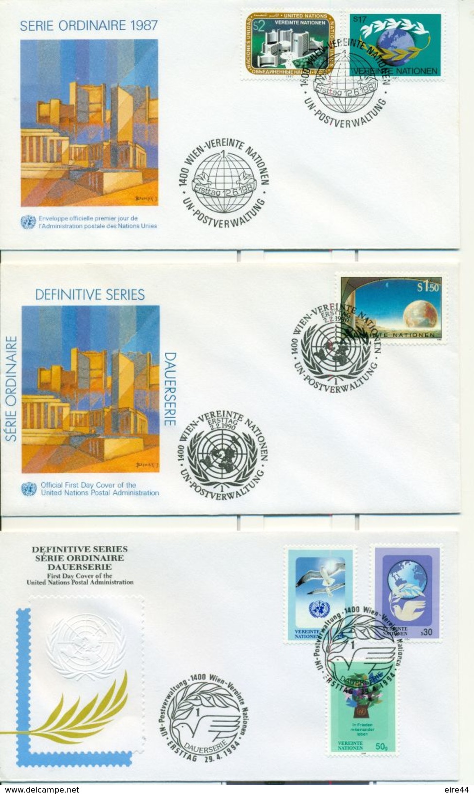 United Nations Austria Vienna 12 FDC Definitive Issues Dauerserie - Collections, Lots & Séries