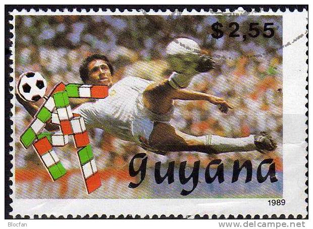 Italien 1990 Fussball WM GUYANA 3059 Plus Block 59 O 8€ Deutschland Spielszene Mit Fallrückzieher Soccer Sheet Bf Bloc - Ohne Zuordnung