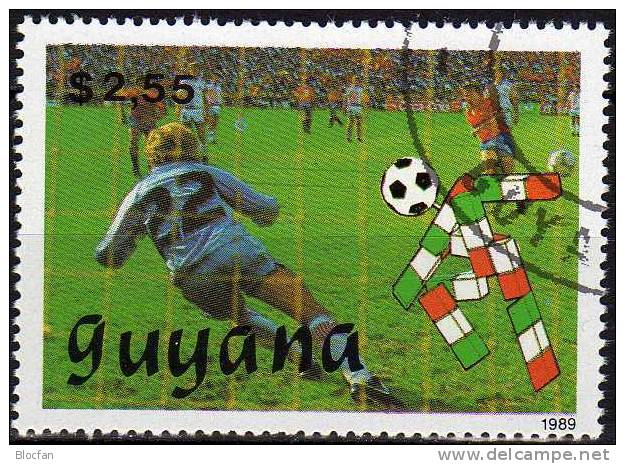 Italien 1990 Fußball WM GUYANA 3061+Block 61 O 8€ Elfmeter Im Spiel Deutschland Gegen Italien Soccer Bf Bloc Sheet - Ohne Zuordnung