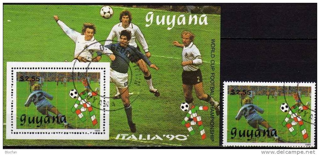 Italien 1990 Fußball WM GUYANA 3061+Block 61 O 8€ Elfmeter Im Spiel Deutschland Gegen Italien Soccer Bf Bloc Sheet - Ohne Zuordnung