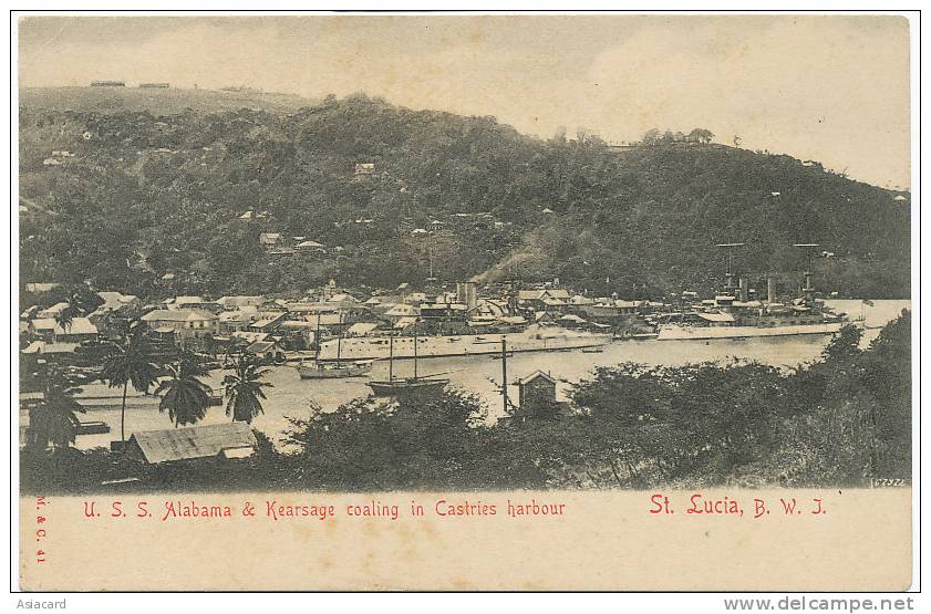 Ste Lucie St Lucia  U.S.S. Alabama And Kearsage Coaling In Castries Harbour M. C. 41 - Sainte-Lucie