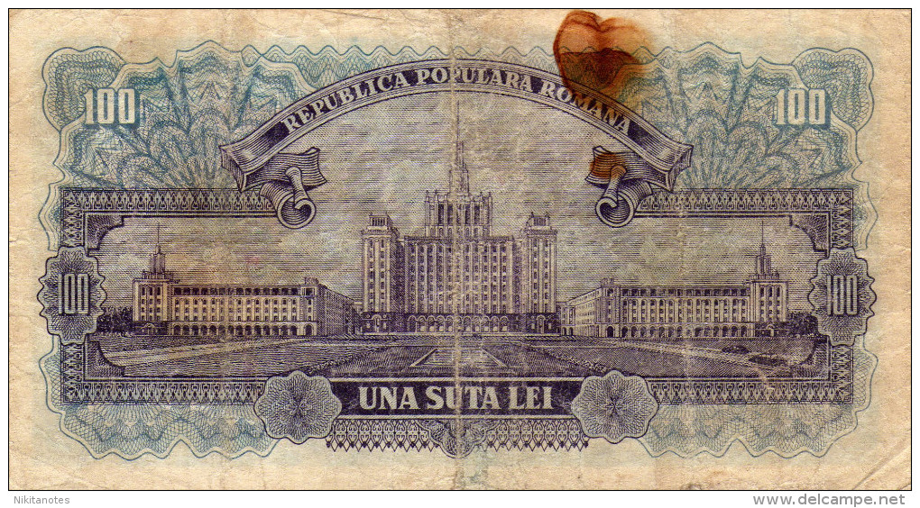 Roumanie ROMANIA Banknote 100 LEI 1952 P90 Blue Serial - Rumänien