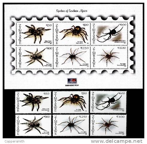 (010+27) Zimbabwe  Insects / Spiders / Araignees / Spinnen   ** / Mnh  Michel 760-65+BL 10 - Zimbabwe (1980-...)