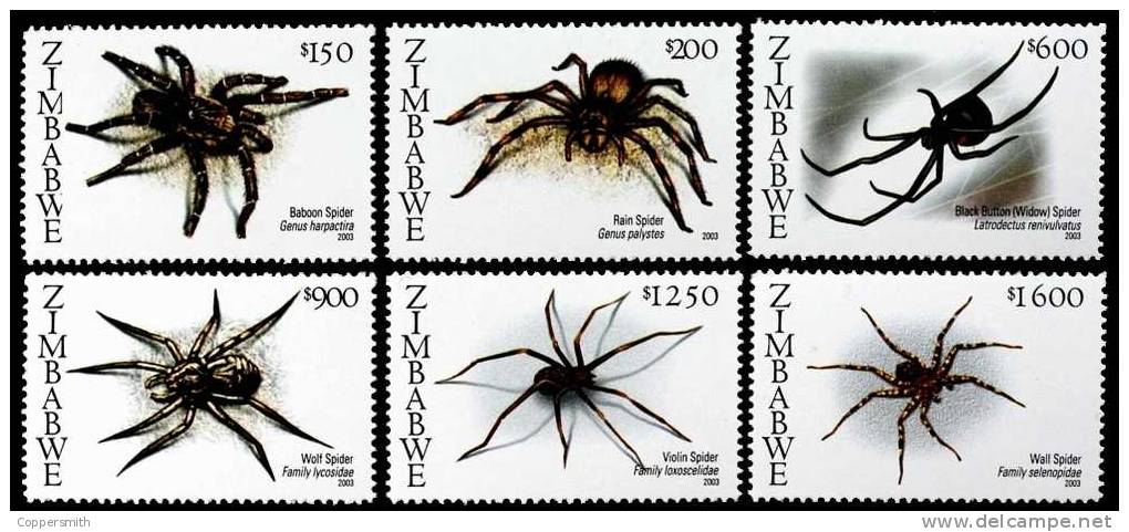 (010+27) Zimbabwe  Insects / Spiders / Araignees / Spinnen   ** / Mnh  Michel 760-65+BL 10 - Zimbabwe (1980-...)