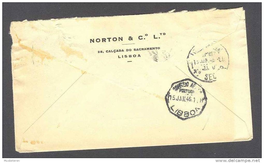 Portugal Por Aviao NORTON & Co. Ltd. Lisboa 1946 TMS Cover To Malmöe Suecia Sweden Naval Academy (2 Scans) - Briefe U. Dokumente