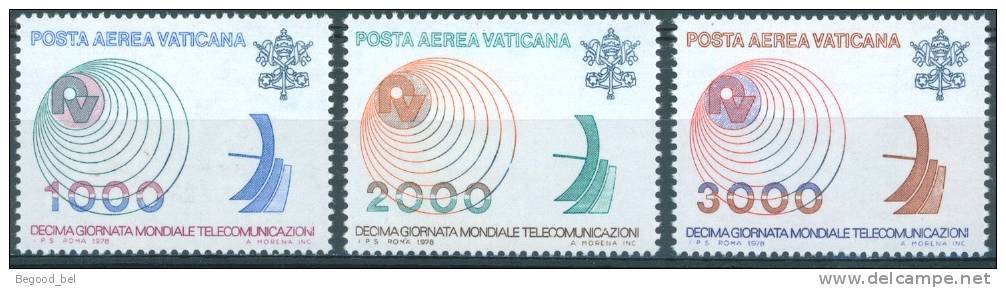 VATICAN - 1978 - MNH/*** - Yv63-65 - Mi 723-725 - LOT 2280 - Luftpost