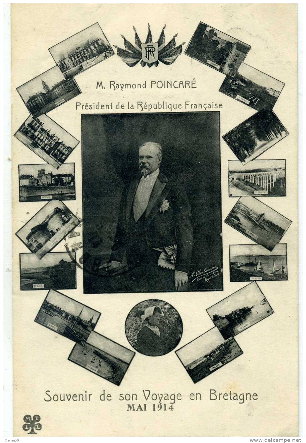 RAYMOND POINCARE Souvenir De Son Voyage En Bretagne Mai 1914 - Multi Vues - Personnages