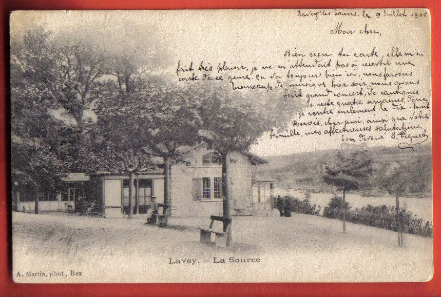 M1214 Lavey, La Source.ANIME.Précurseur.Cachet Lavey-les-Bains Et Solliat 1905.Martin, Phot.Bex - Lavey