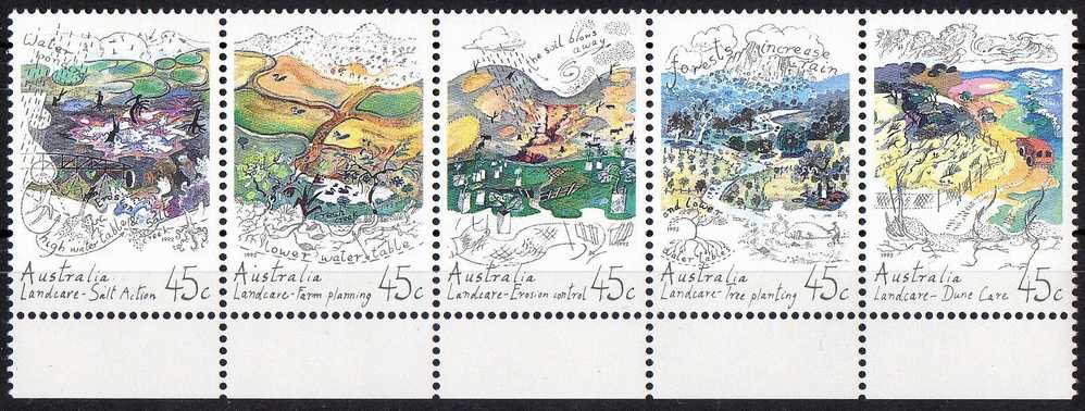 Australia 1992  Landcare 45c Strip Of 5 MNH - Mint Stamps