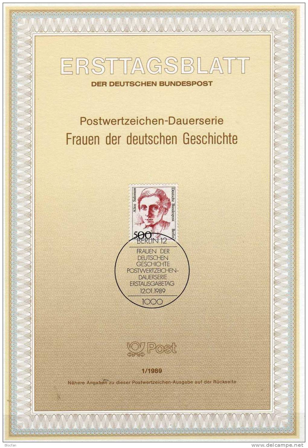 Frauen Der Geschichte ETB 1/89 Berlin 830 SST 30€ Sozial - Pädagogin Alice Salomon - Famous Ladies