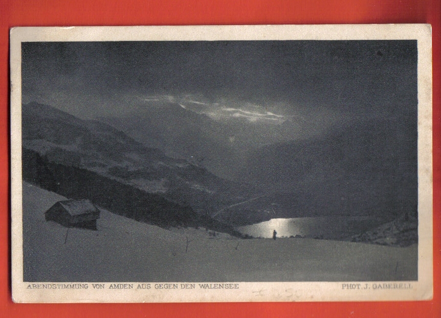 M1236 Von Amden Aus, Abendstimmung Geg.den Walensee.Cachet Marke Oben REchts Daneben Raum Für Stempel,1925.Gaberell 291 - Amden