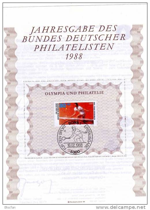 Jahresgabe 1985-1989 BRD 5 Ersttagsblätter Mit Blocks SST Nummeriert 91€ Miniaturen, Tennis, Post - Reiter - Vrac (max 999 Timbres)