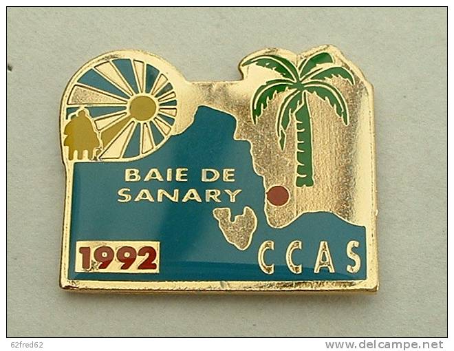 PIN´S EDF GDF -- CCAS BAIE DE SANARY  PALMIER - EDF GDF