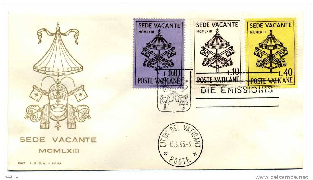 VATICAN 1963 Vacant See FDC Of The Cpl Set Of 3 - FDC