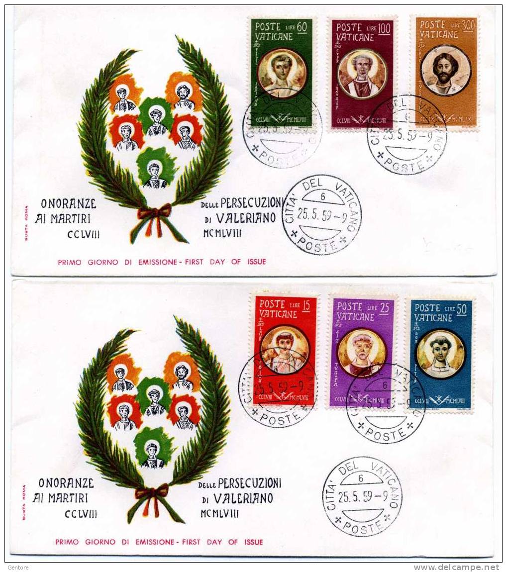 VATICAN 1959 Martiri Valeriani  Cpl Set Of 6 On Two FDC - FDC