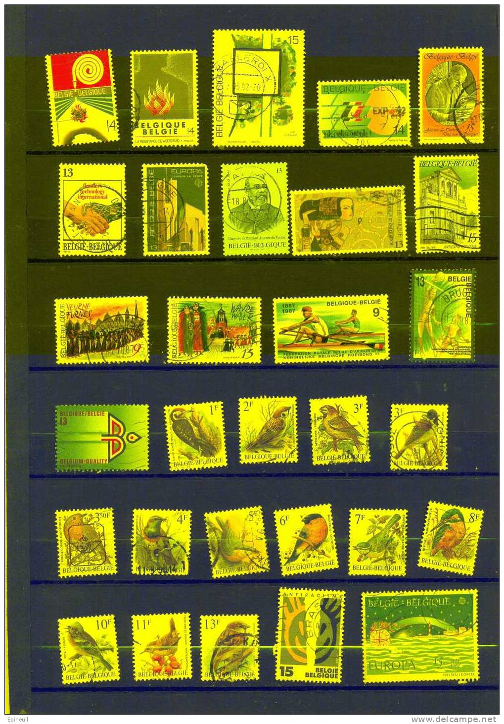 BELGIQUE LOT DE 35 TIMBRES OBLITERES - Collections