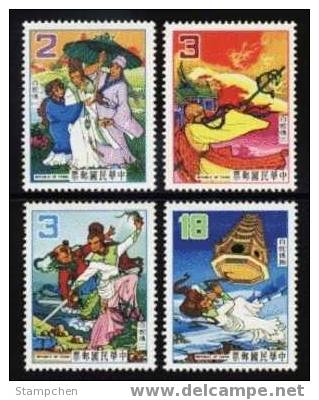 1983 Chinese Folk Tale Stamps- Lady White Snake Love Pagoda Umbrella Sword Myth - Mythology