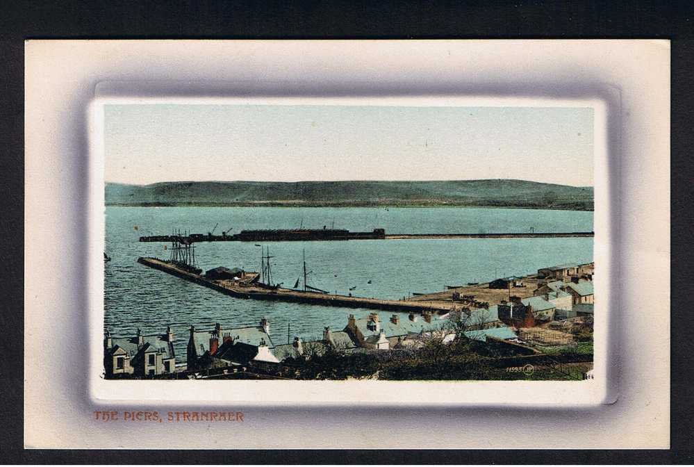 RB 584 - Early Postcard The Piers Stranraer Wigtownshire Scotland - Wigtownshire