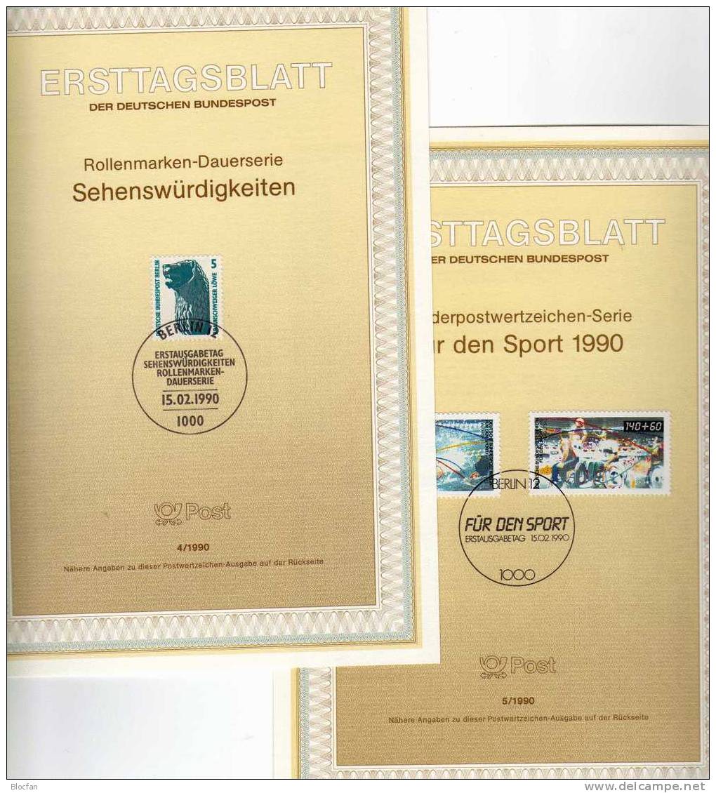 Sporthilfe ETB 5/90 Berlin 864/5 O 9€ Beliebte Sportart Wasserball Basketball Rollstuhl-Fahrer ERSTTAGSBLATT Of Germany - 1e Jour – FDC (feuillets)