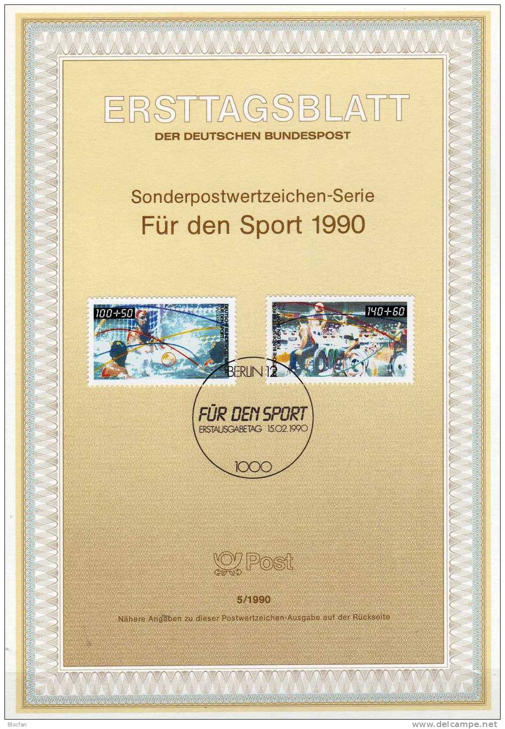 Sporthilfe ETB 5/90 Berlin 864/5 O 9€ Beliebte Sportart Wasserball Basketball Rollstuhl-Fahrer ERSTTAGSBLATT Of Germany - 1e Jour – FDC (feuillets)